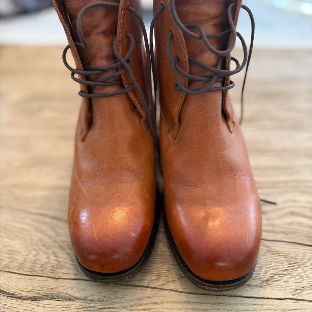 Frye Tan Leather Ankle Boots